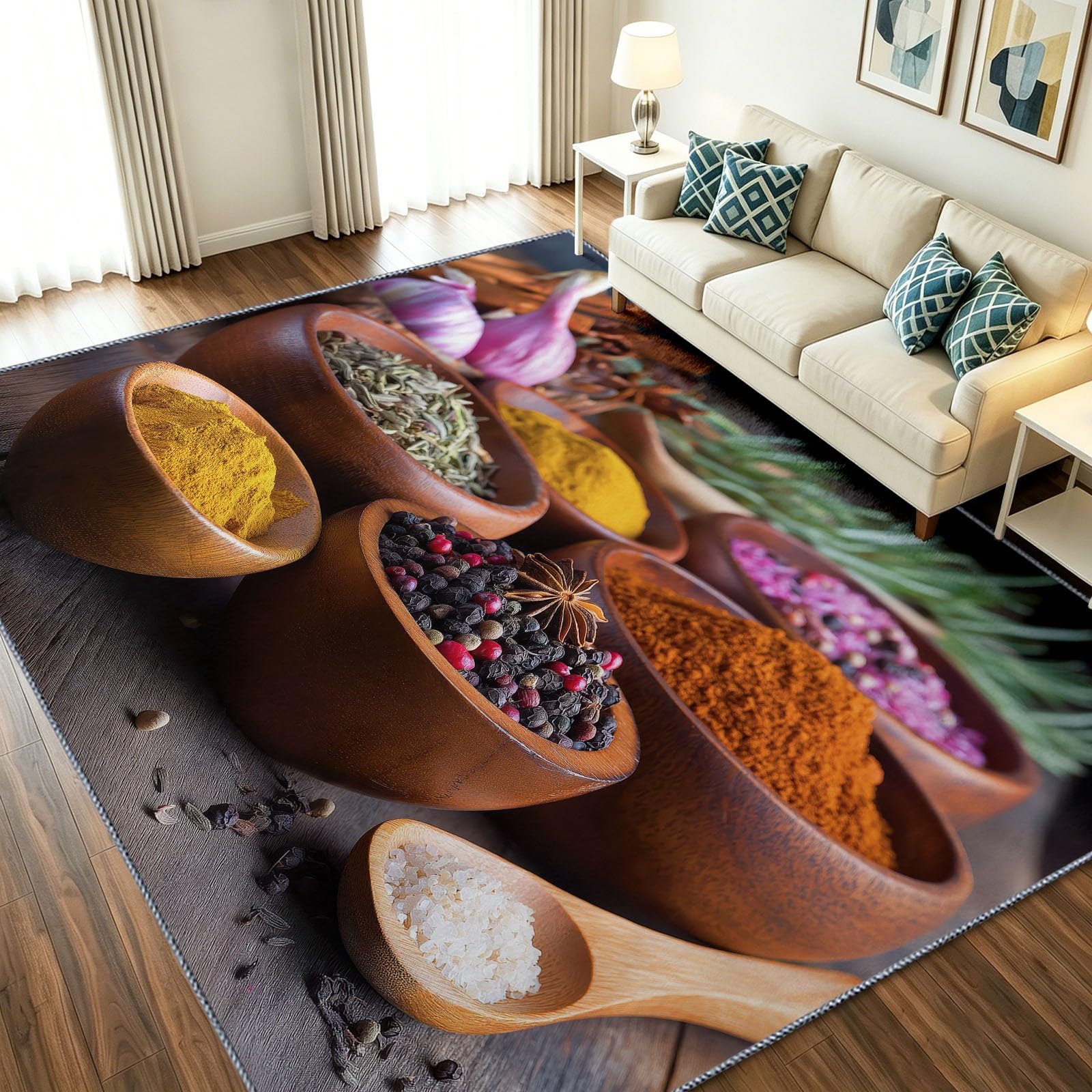 Tapis photographie décor de cuisine en bois gris lavable de 90x150 cm