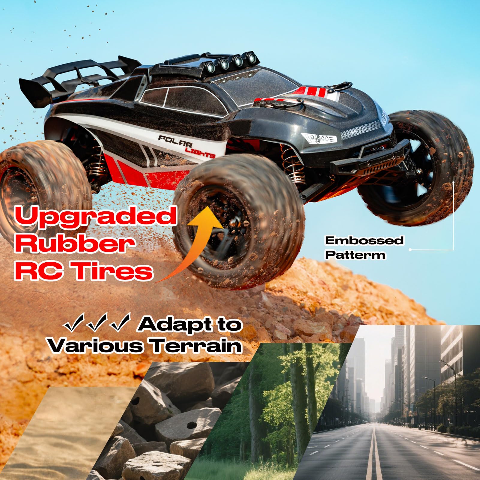 Coche RC Monster 1:8 Todo Terreno, 45+ KM/H, para Adultos y Niños, Regalo Cumpleaños