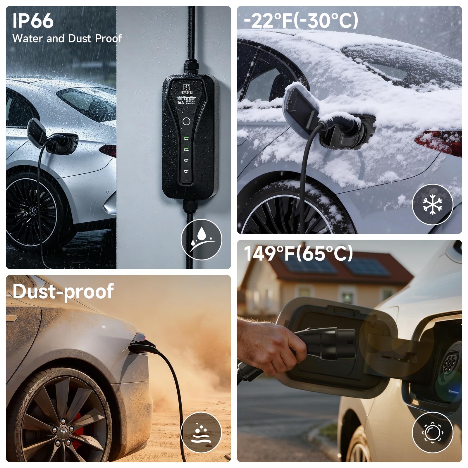 CEE kabel do ładowania typ 2, kabel do ładowania typ 2 11kW, regulowany prąd 8A/10A/13A/16A, ładowarka EV z wtyczką CEE, kabel do ładowania typ 2, z torbą, 5m, IEC 62196-2 (czerwony)