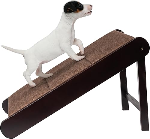 PETMAKER - Rampa plegable de madera para perros para entrar en camas, sofás o vehículos - Accesorios para perros pequeños por PETMAKER (marrón)