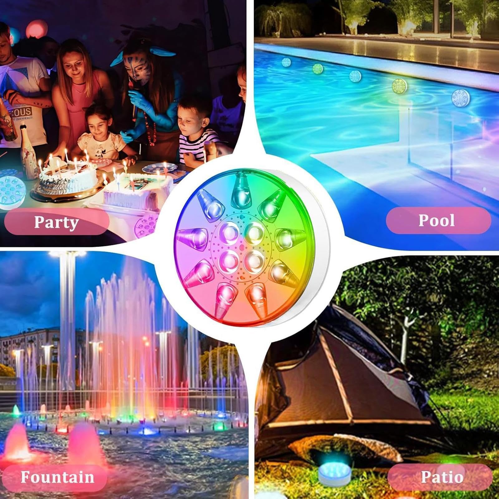 Luces flotantes para piscina, 16 colores, impermeables, recargables, con