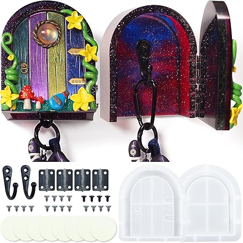 Pulcher Moldes de resina llavero de cabina gancho de silicona con accesorios para resina epoxi manualidades pared entrada pasillo decoración rústica