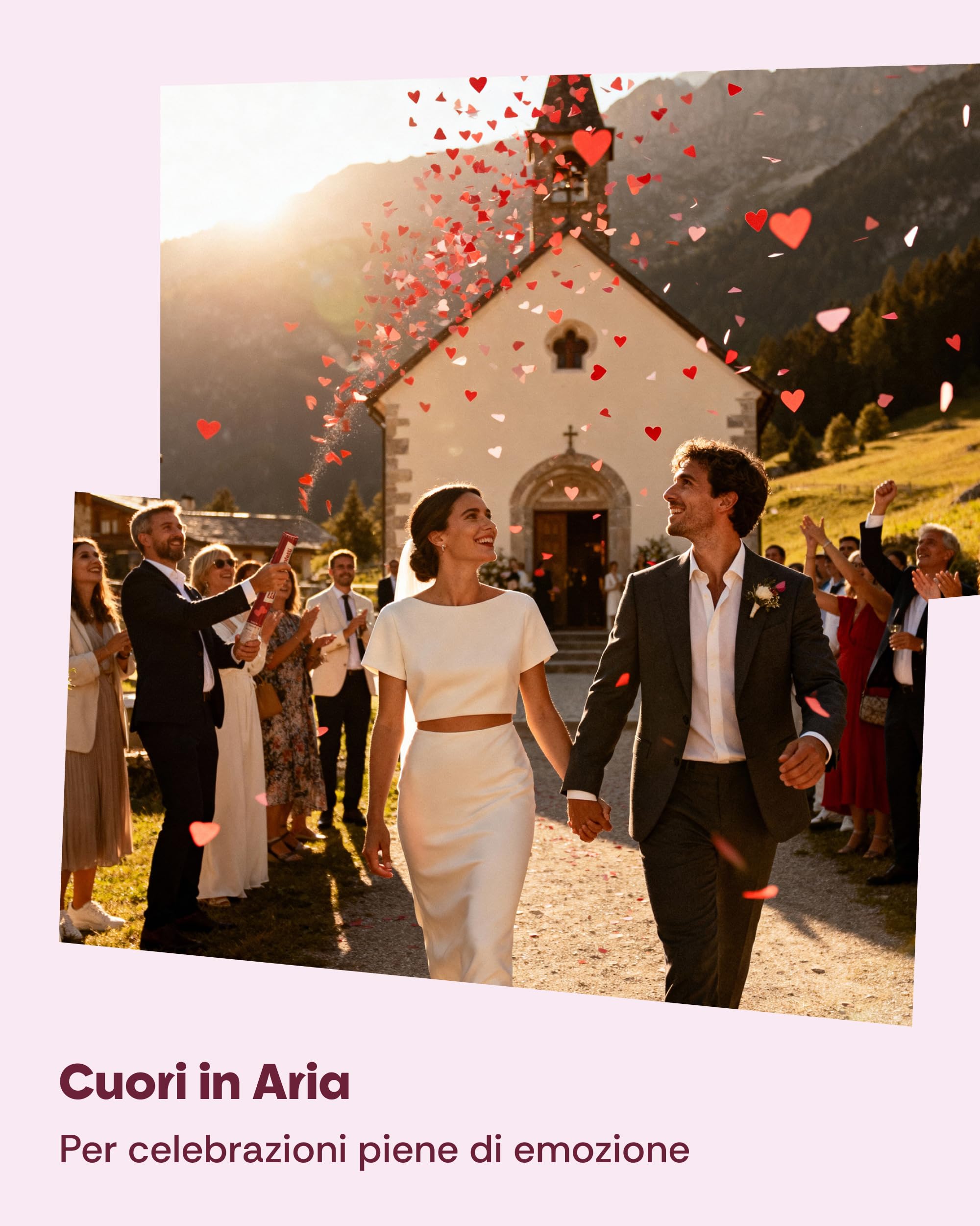 Set di 5 cannoni spara coriandoli cuori rossi XXL, FSC certificato, getto 5-8 metri, ideale per matrimoni, compleanni, feste, eventi speciali, facile e sicuro da usare