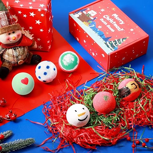 Miniatura 4 de Juego de 6 bombas de baño de Navidad con 6 juguetes sorpresa en el interior de bombas de baño de burbujas de Navidad, coloridas bolas de baño, caja
