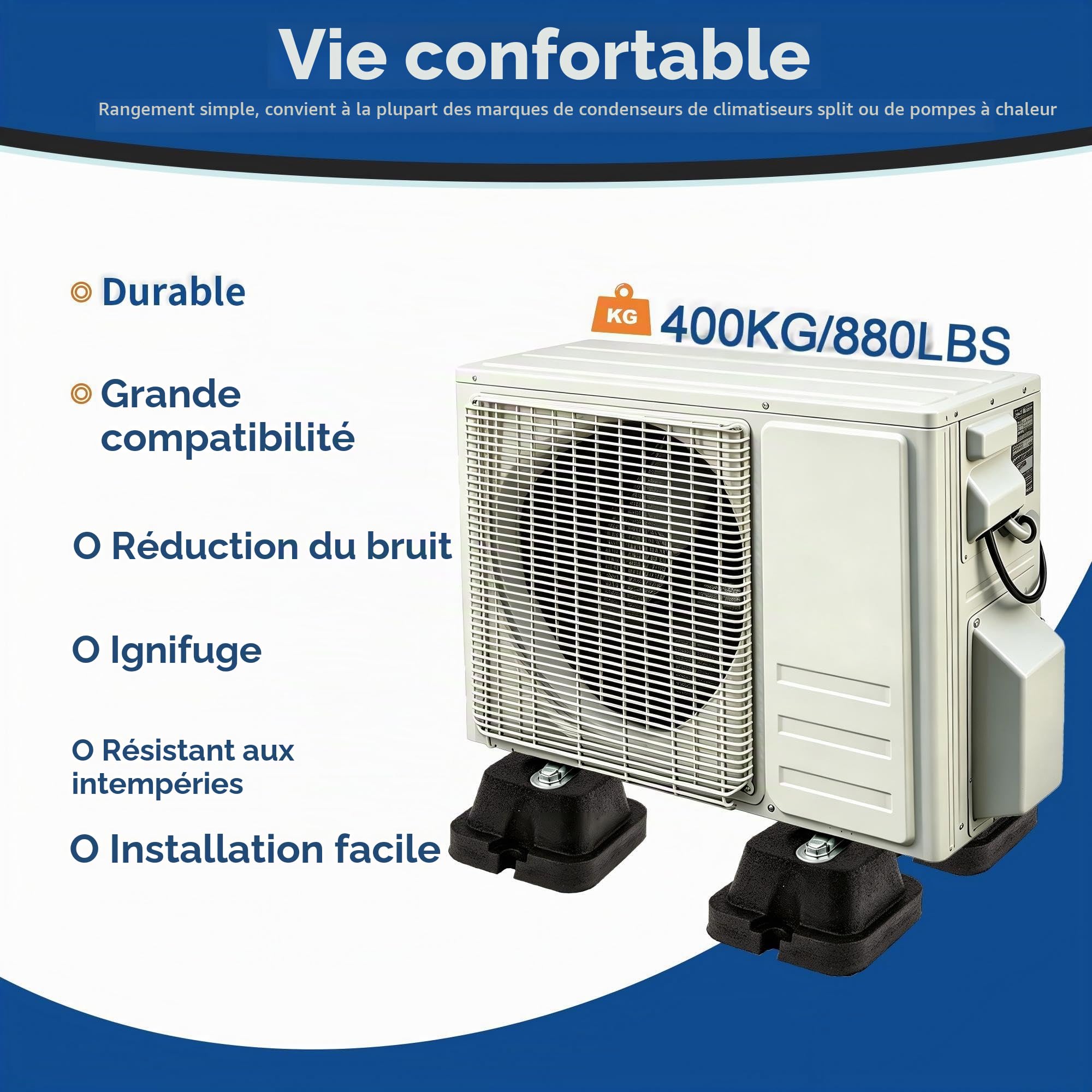 Lot de 4 rondelles en caoutchouc pour climatiseur extérieur Mini Split, pompes à chaleur, compresseurs d'air, condensateurs et générateurs d'une puissance de 9000 à 36000 BTU