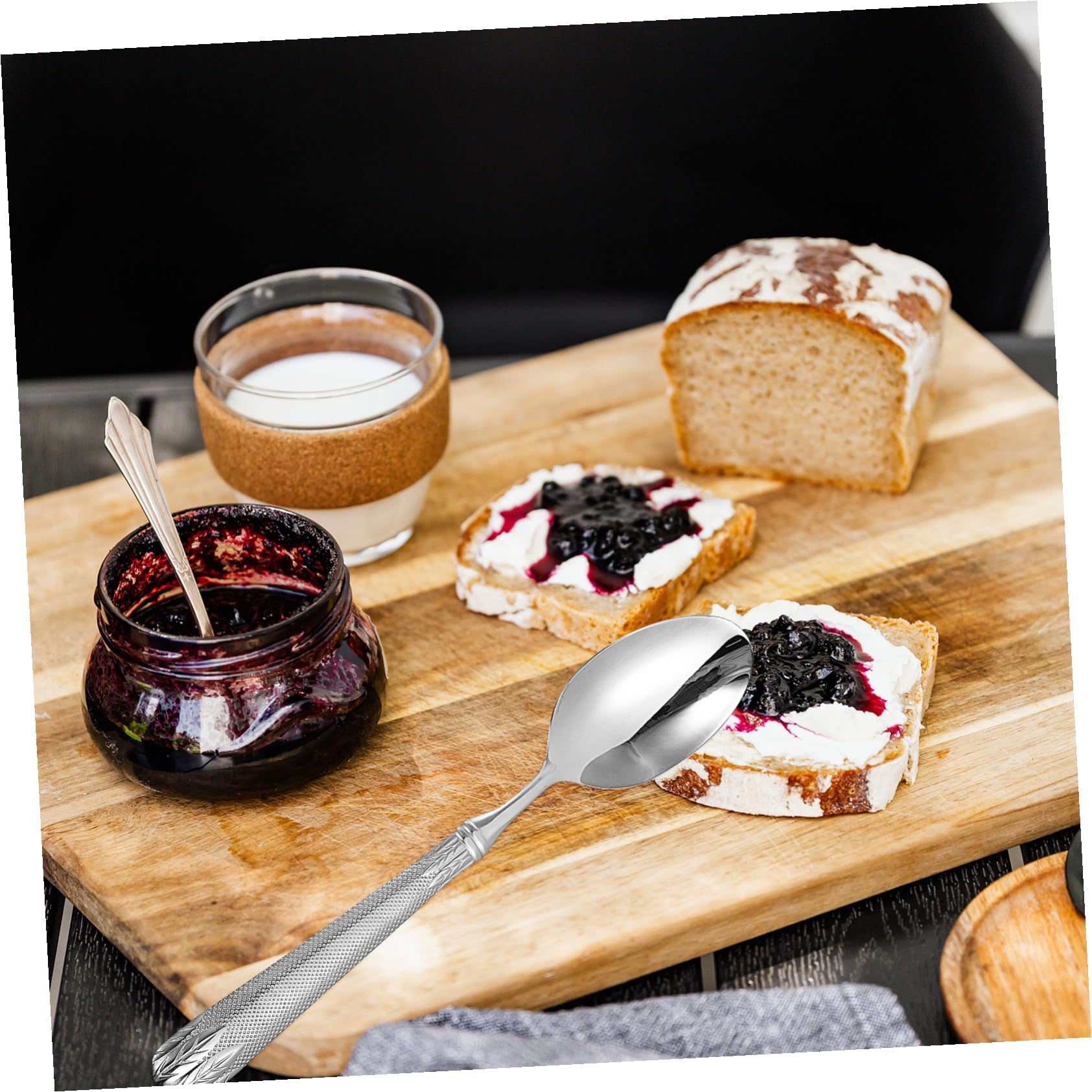ARTIBETTER 4 pezzi Cucchiai da Zuppa in Acciaio 304 con Design Inciso a Forma di Grano Cucchiai Pratici per Casa Ristorante e Caffetteria Utensili Lisci e Resistenti per Minestra Dessert e