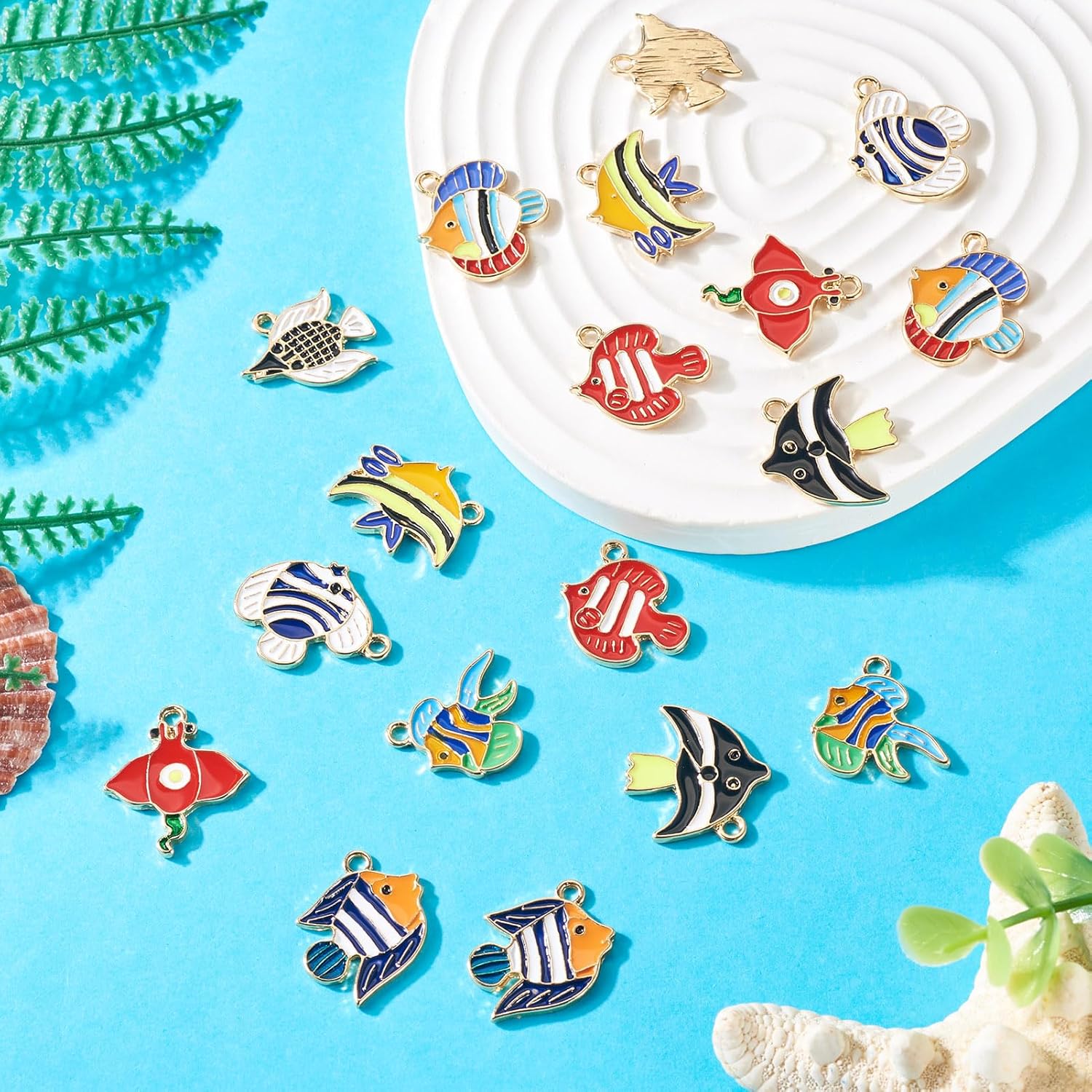 Craftdady 18pcs Fish Earring Charms Golden Fish Necklace Pendants Ocean Theme Alloy Enamel Metal Dangle Pendants Lovely Hang Ornament 18.5-23.5 mm for DIY Craft Bracelet Jewelry Making - Image 5