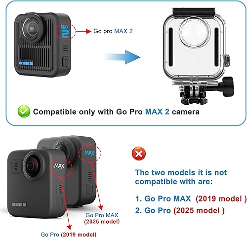 Miniatura 2 de FitStill Funda de buceo impermeable solo para Go Pro MAX2, carcasa subacuática de 131 pies/131.2 ft, carcasa protectora de buceo invisible