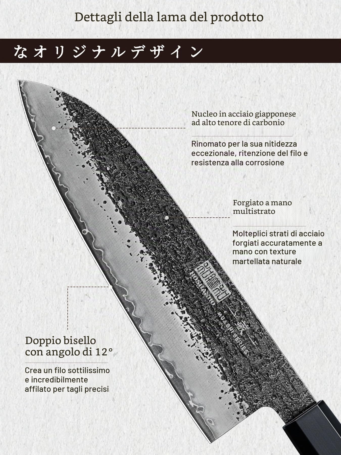 HOSHANHO Coltello Santoku da 18 cm, Coltello da Chef Coltello da Cucina | Coltello Santoku Giapponese Ultraaffilato Forgiato in Acciaio ad Alto Tenore di Carbonio con Manico Ottagonale in Palissandro