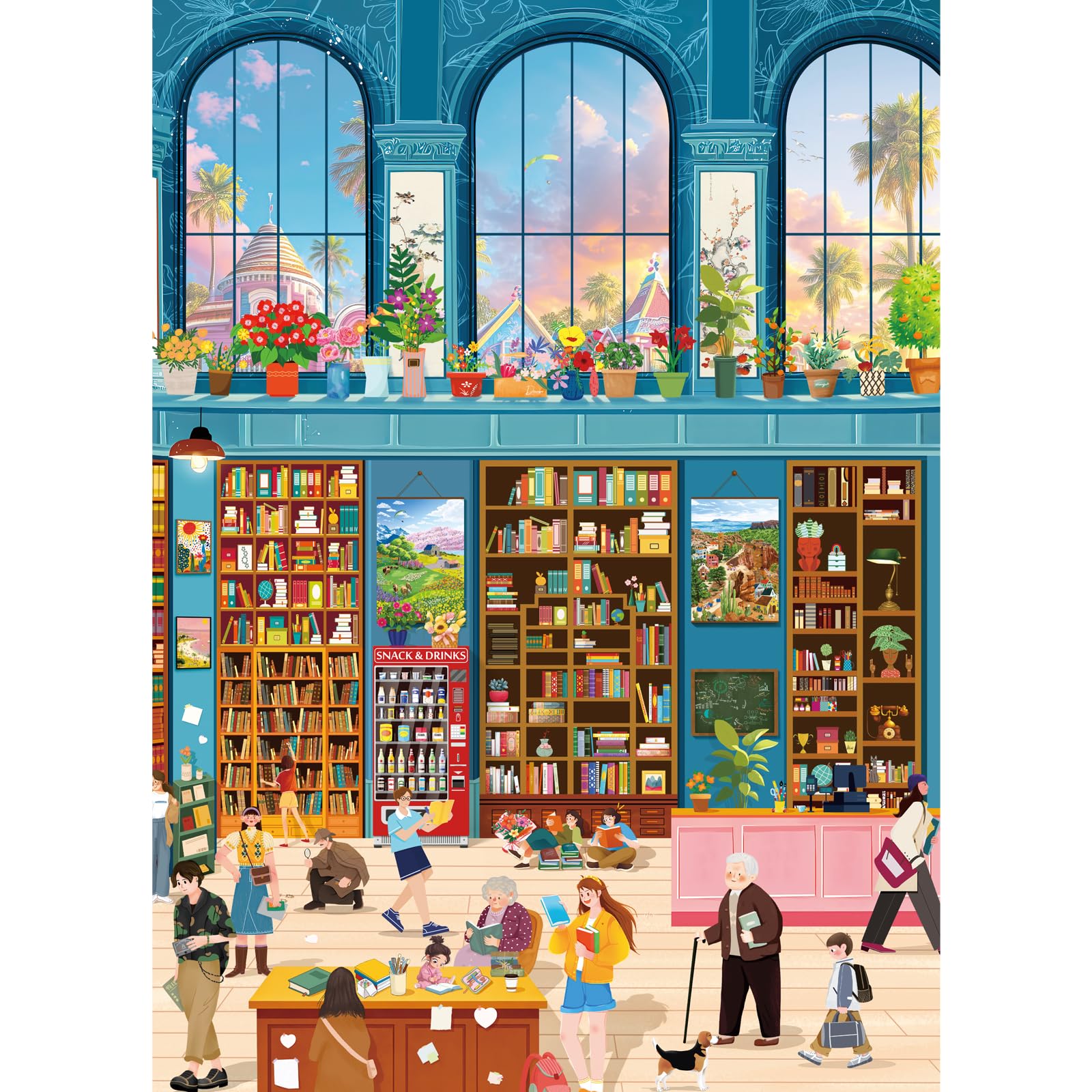 HUADADA 1000 Piece Jigsaw Puzzles for Adults-Azure Book Nook — image 1