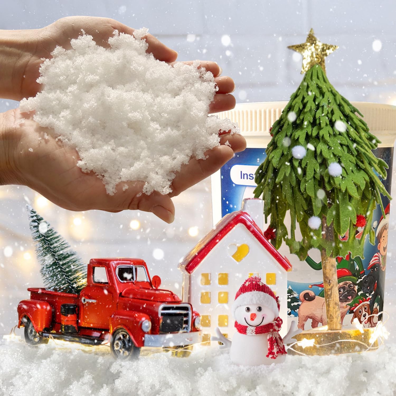 IELEKInstant Snow for Slime Fake Snow Powder for Christmas Decor Makes 8 Gallons Artificial Snow for Holiday Winter Snow Decorations Village Displays