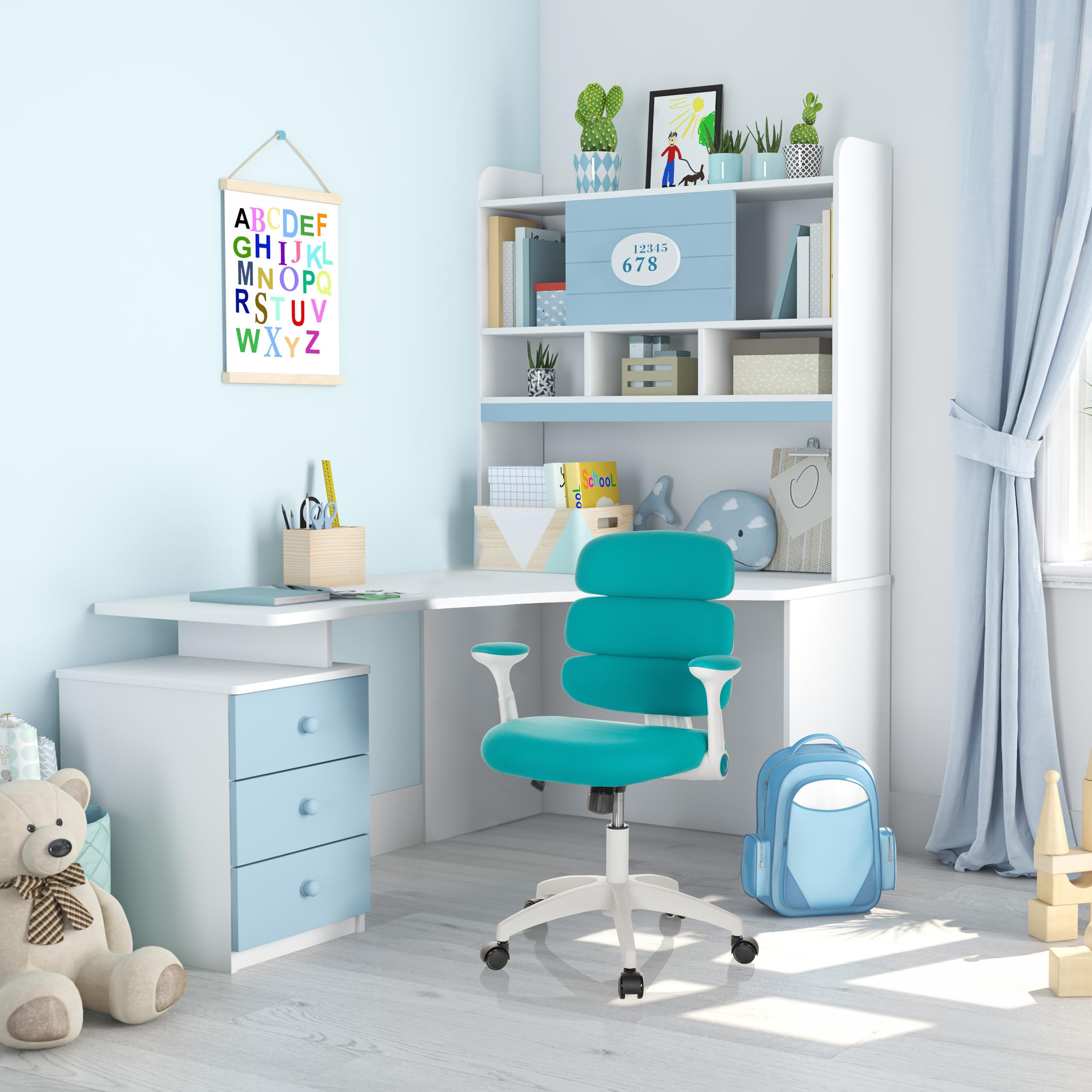 hjh OFFICE Kinderdrehstuhl Kid ERGOLINO W Kinderstuhl mit ergonomischer Rückenlehne, Blau, 736430