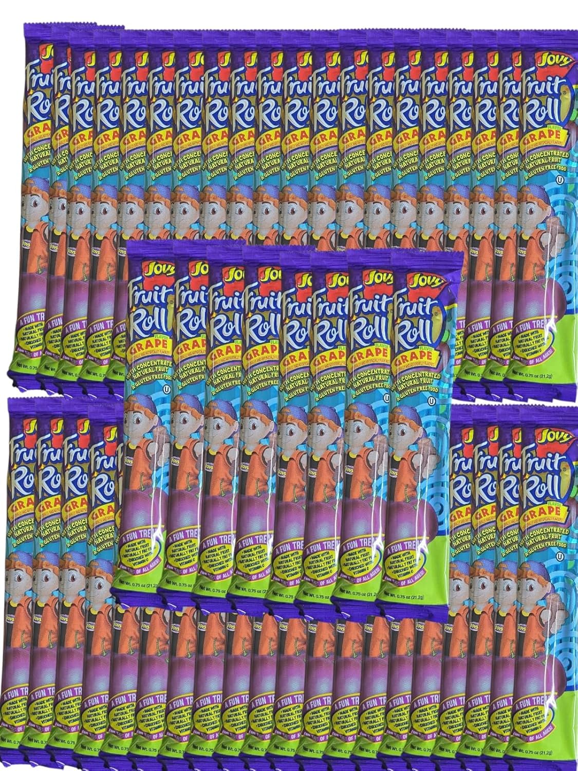 Jovy Fruit Roll Grape 48 Pack Naturally and artificially 48 ct, 0.75 oz each Snack