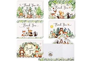 Woodland Baby Shower Thank You Cards: 50 Forest Animals Cards with Envelopes