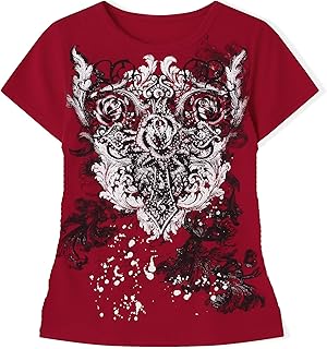 Grunge Shirts Emo Clothes Teen Girls Vintage Graphic Tee Y2k 2000s Goth Top Women Mcbling Short Sleeve Streetwear