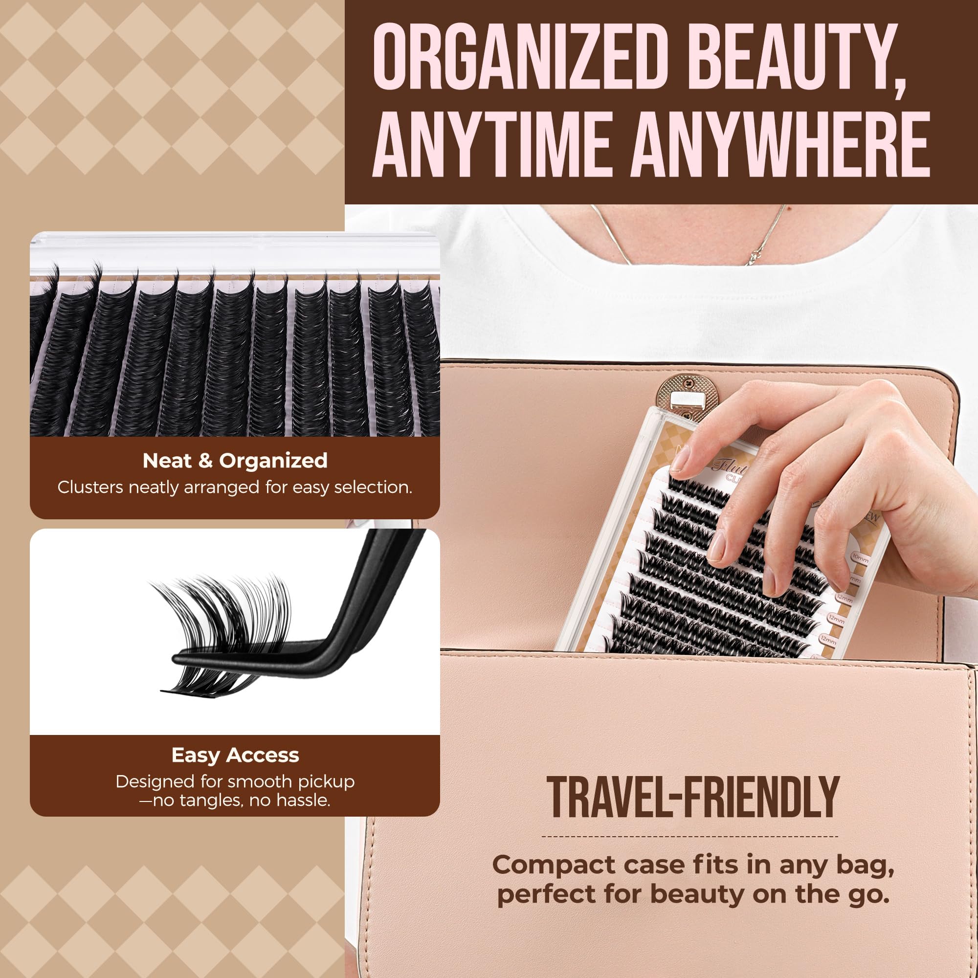 LASHVIEW Cluster Lashes 144Pcs D Curl Lash Clusters Natural Fluffy and Wispy Lashes Individual Cluster Super Thin Band Individual Eyelashes Soft and Comfortable for All Day (B24) - Image 4