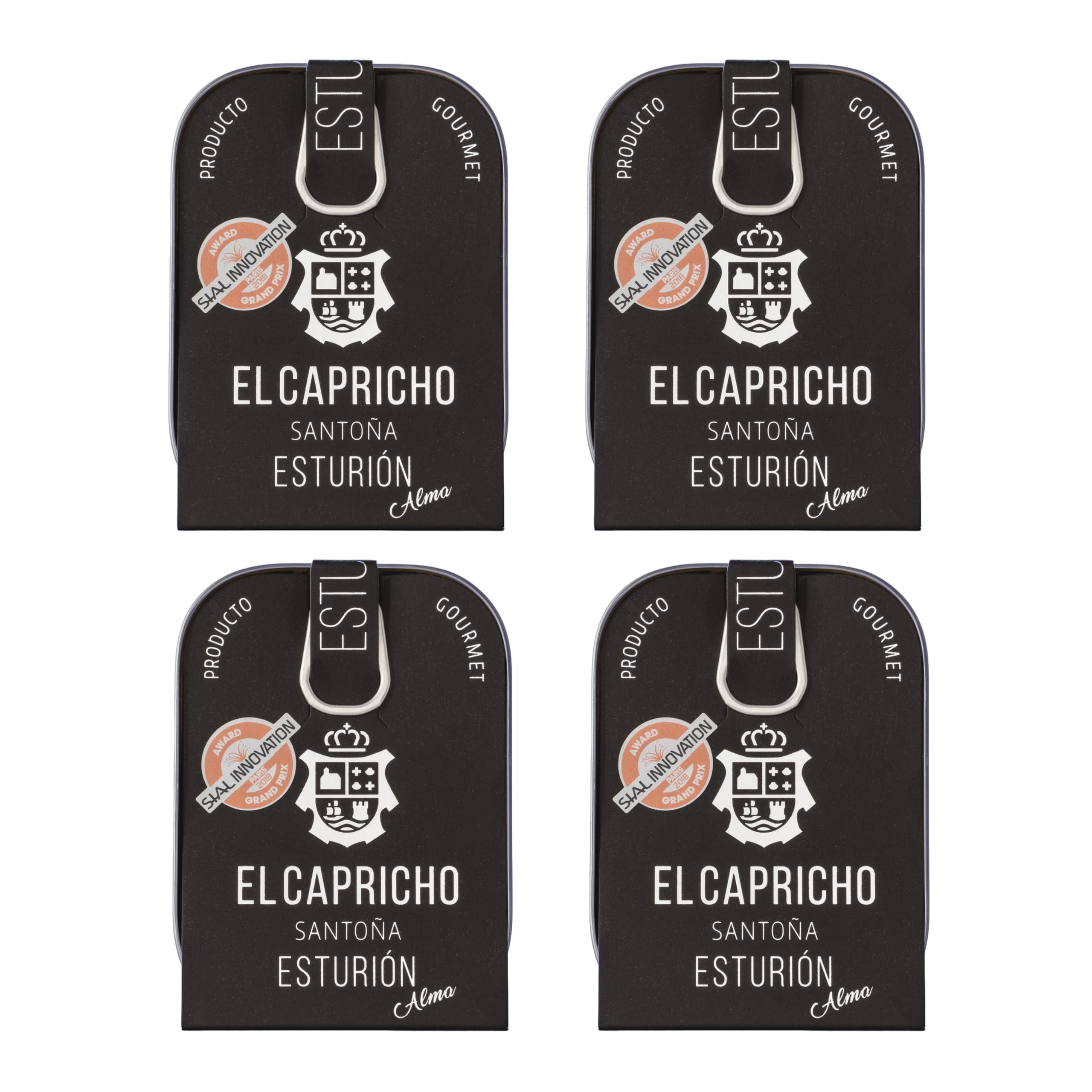 EL CAPRICHO, Santoña, Esturión, Aceite de Oliva Virgen Extra, Peso: 110 g Neto, 80 g Escurrido (Pack de 4)