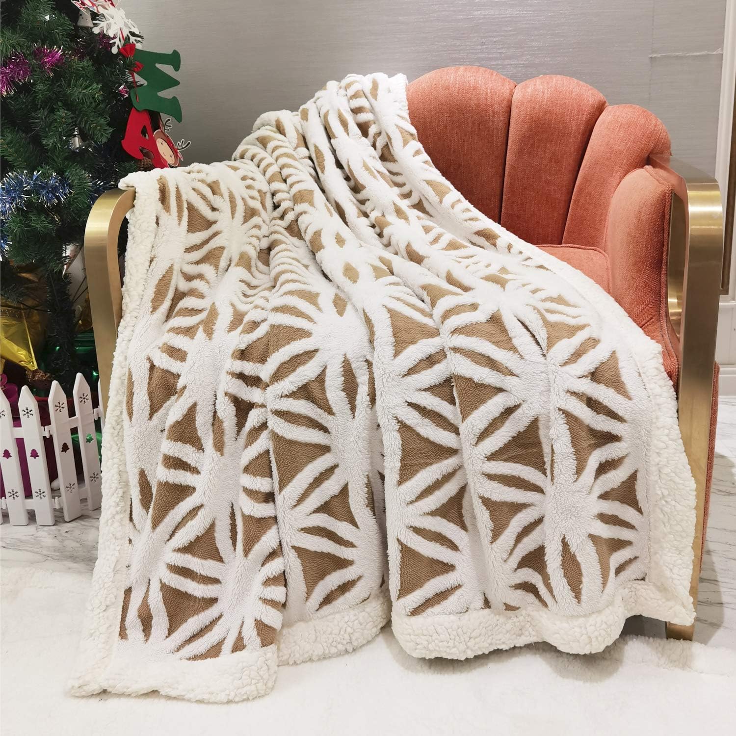 LOMAO Sherpa Fleece Blanket for Mom Cozy Soft Throw Blanket for Women Men Easter Gifts Dual Sided Couch Sofa Bed Blanket (Khaki, 51"x63")