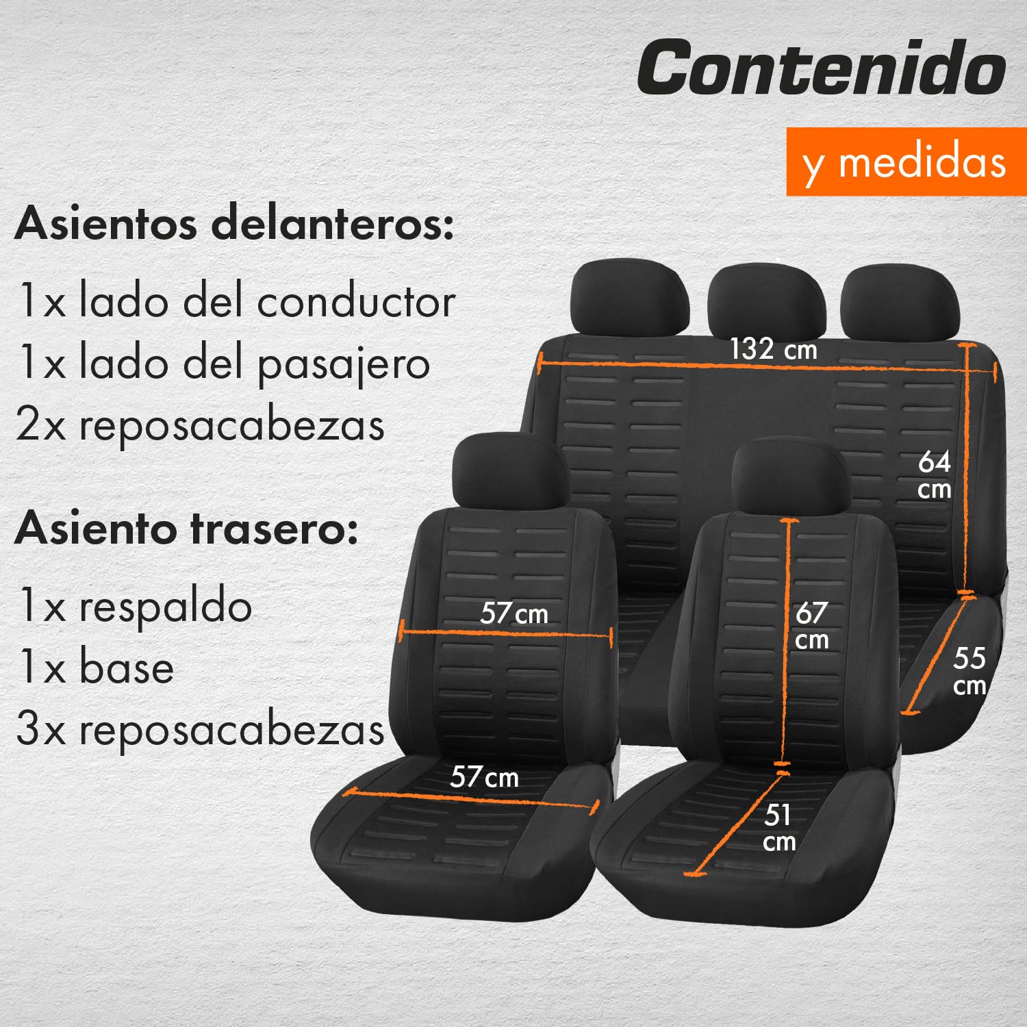 Upgrade4cars Fundas Asientos Coche Universales Negro | Cubre Universal | Protector de Asiento Delantero para Delantero y Trasero | Accesorios Interior Decoracion