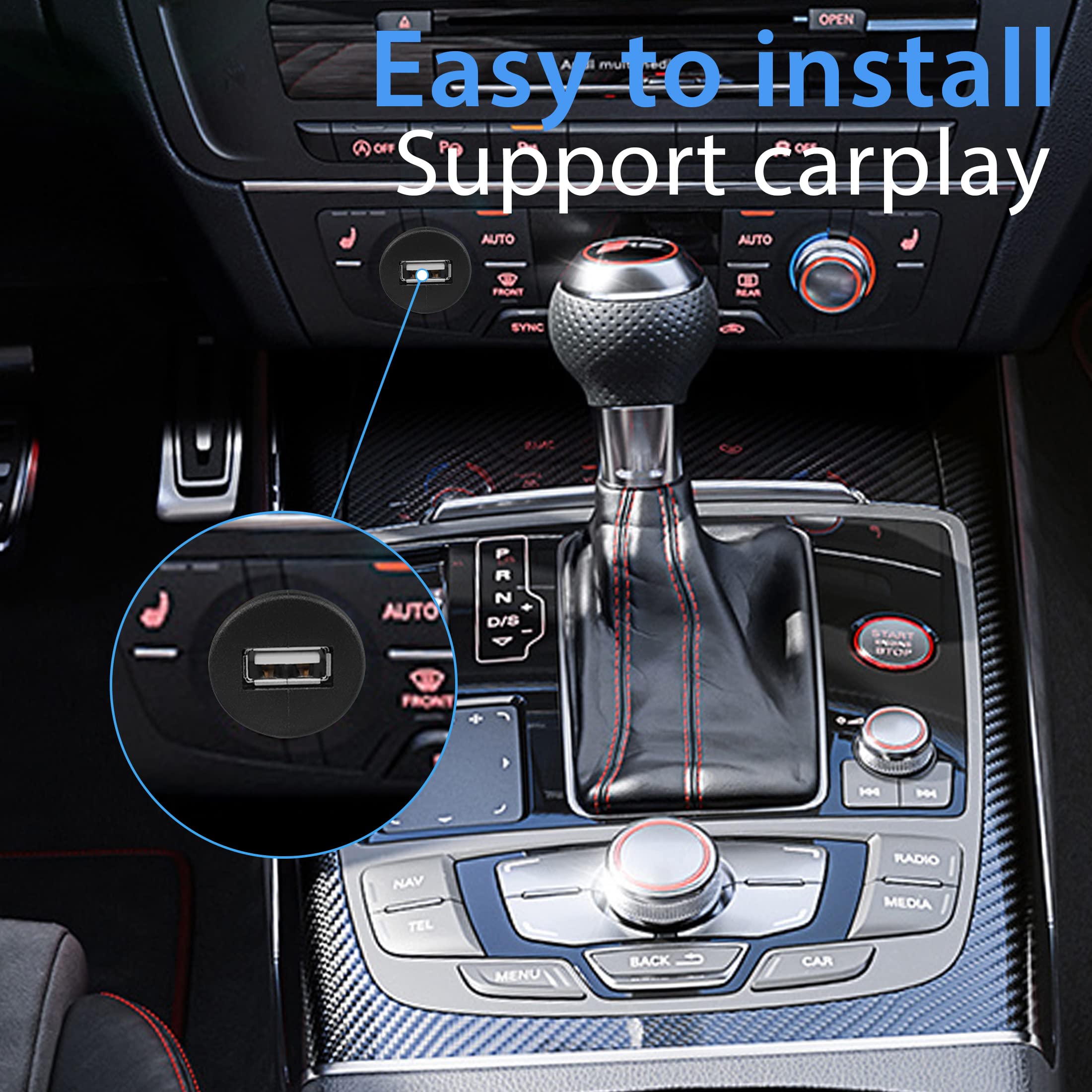 USB To 3.5mm AUX & RCA Extension Cable - Flush Mount Adapter For Car Boat Motorcycle Dash