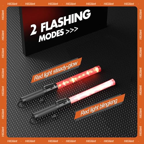 Miniatura 4 de HiGiant Paquete de 6 varitas de tráfico de 16 pulgadas, bastón de control de tráfico LED, varitas de luz roja con modos intermitentes, luz de