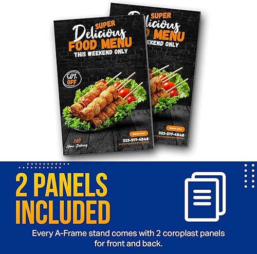 Miniatura 3 de Letreros personalizados con marco A para exteriores, tablero de letrero sándwich de doble cara para publicidad de restaurantes de negocios con 2