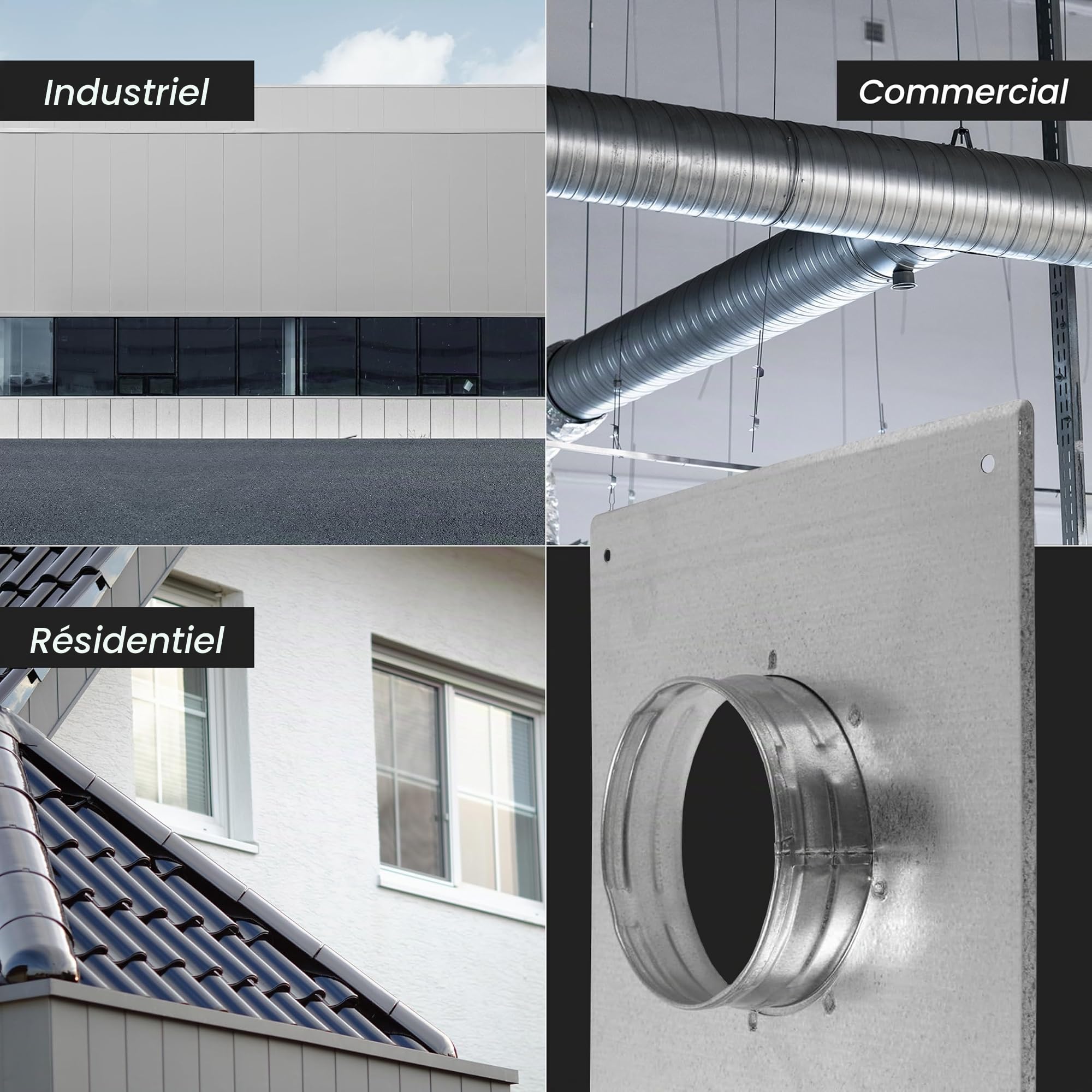 Repa Market Bride de connecteur de conduit – Conduit de 150 mm – Acier galvanisé – Bride de tuyau droite ou flexible pour systèmes de chauffage, de refroidissement, de ventilation d'air (15 cm)
