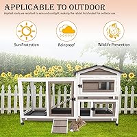 Vista 8 de PetsCosset - Jaula para conejos de 57" de largo, para interior y exterior, de 2 pisos, jaula grande para conejos con área descubierta, jaula