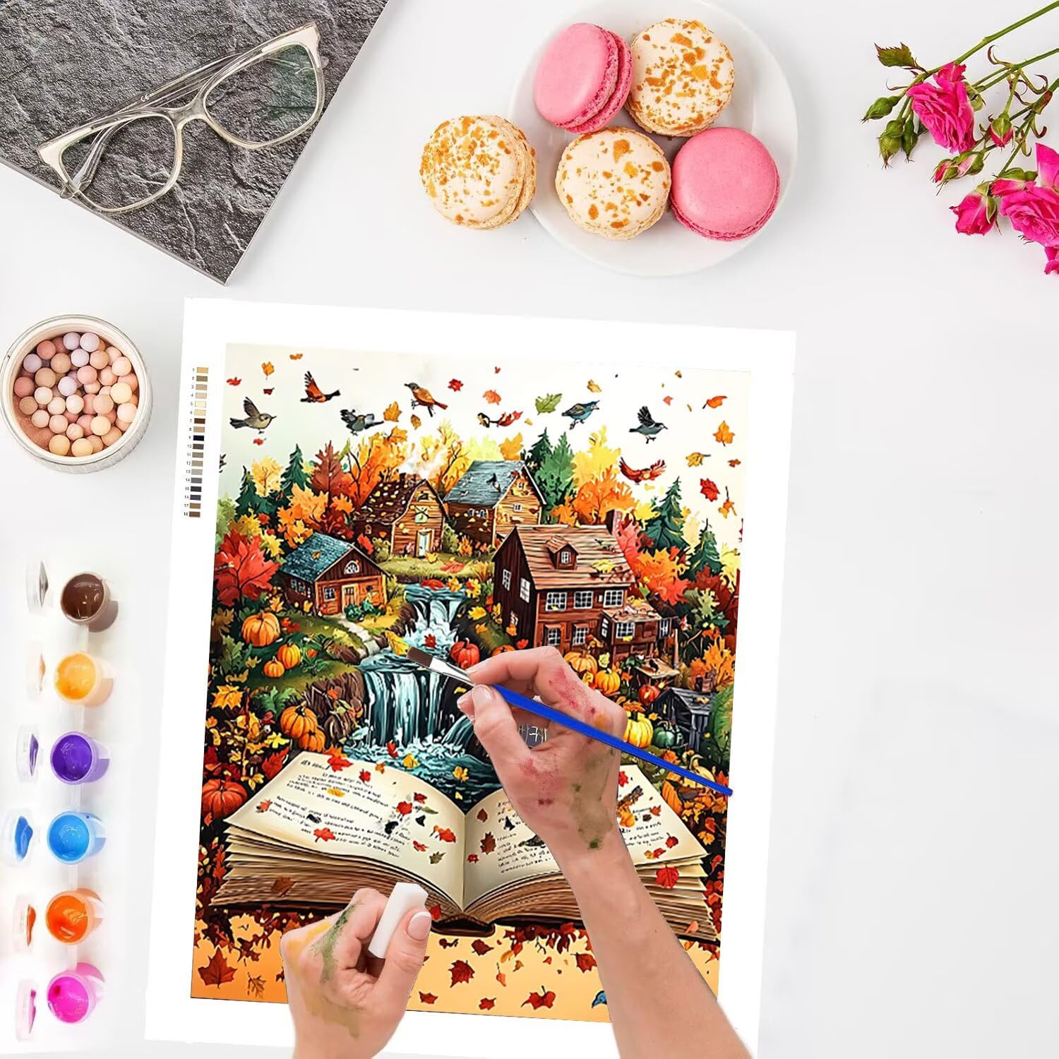 Dipingere con i Numeri Adulti Paesaggio della libreria, 80x100cm s-251 | Paint by Numbers Kit con Pennelli e Acrilico Pigmento, Fai da te Olio La Pittura di Numeri Kit, Decora la Casa, senza Cornice