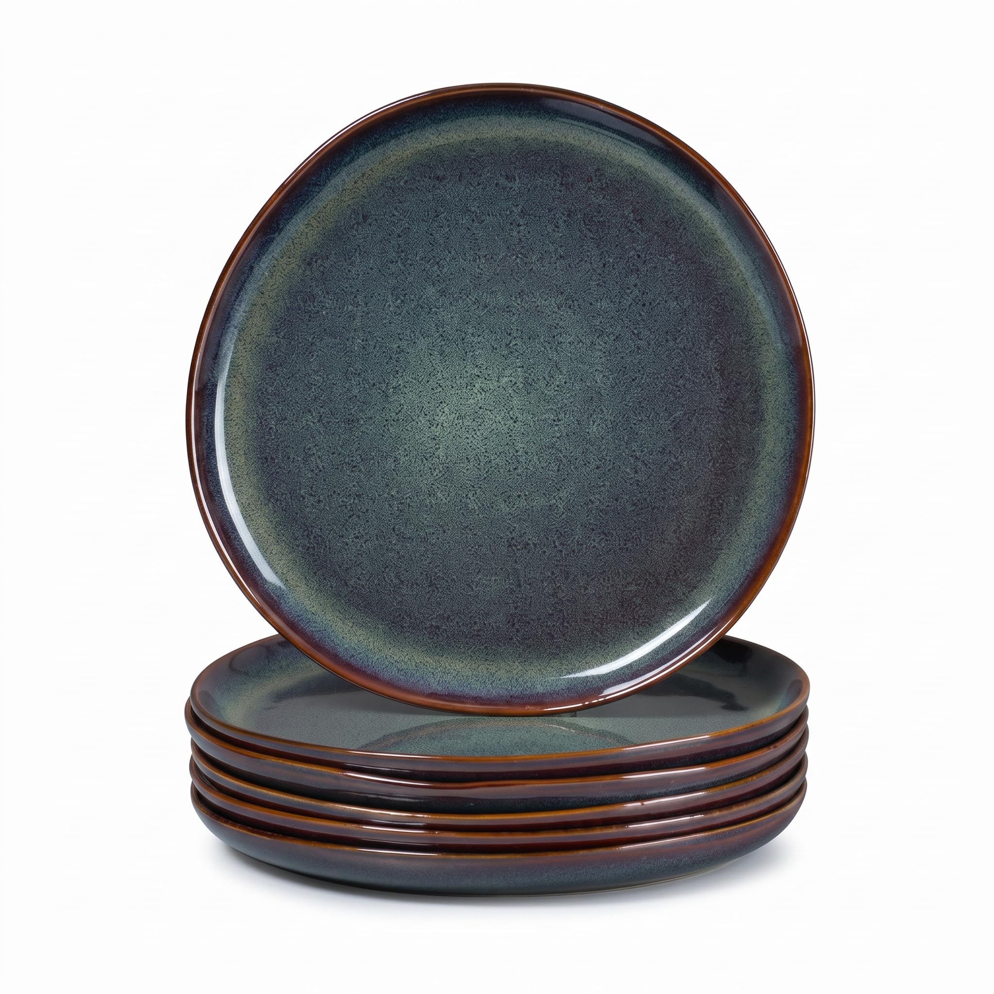 Joyfair 10.5'' Irregular Stoneware Dinner Plates Set of 6, Blackish Green
