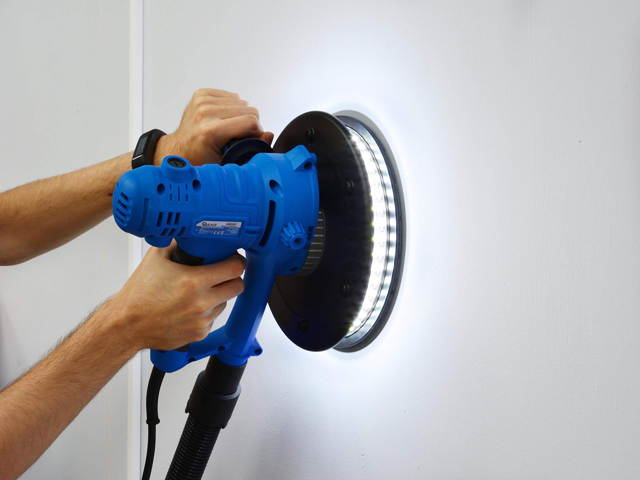 Szlifierka do gipsów, szlifierka ścienna, szlifierka sufitowa z diodami LED, lekka, 800 W, średnica 190 mm, 1200 – 2300 obr./min