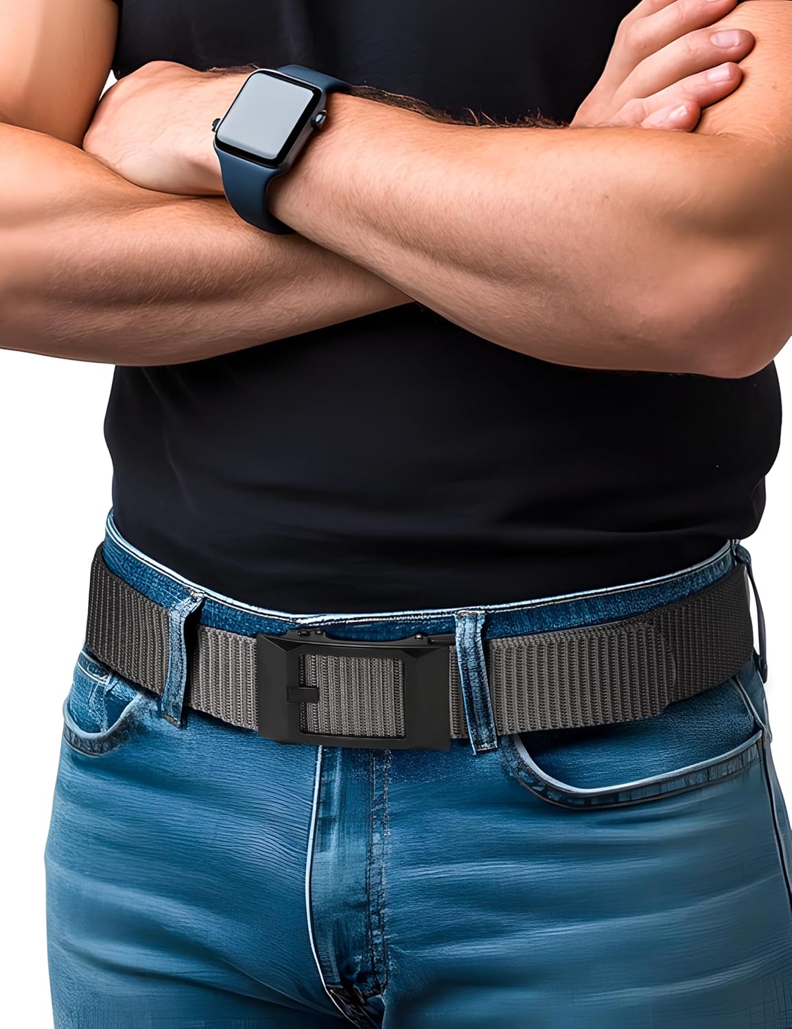 GEIT Men's Nylon Ratchet Belt, 1 3/8" Adjustable Web Belt with Slide Click Buckle for Dress Casual Work - Image 6