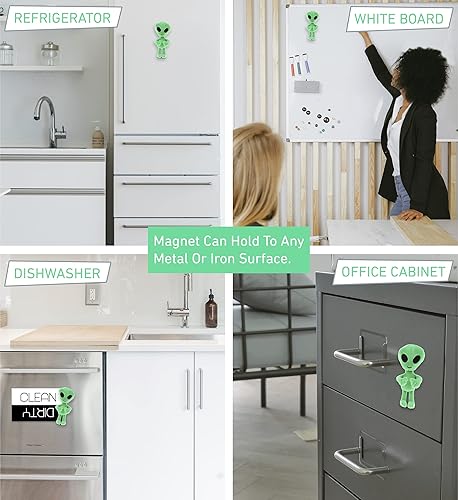 Miniatura 4 de DolliBu Imán de felpa alienígena para refrigerador  Imán de peluche de alienígena esponjoso, divertido y lindo imán espacial para nevera y