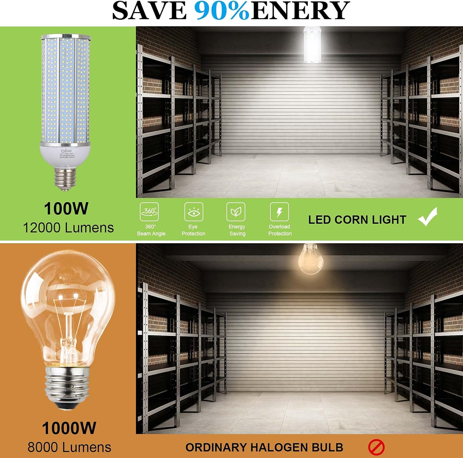 100W LED Corn Bulbs,5000K,AC110-277V,12000lm,E39 Mogul Base,LED Corn light bulb Replacement Metal Halide HID CFL for Commercial Industrial Lighting Warehouse High Bay Light Fixture Garage Workshop