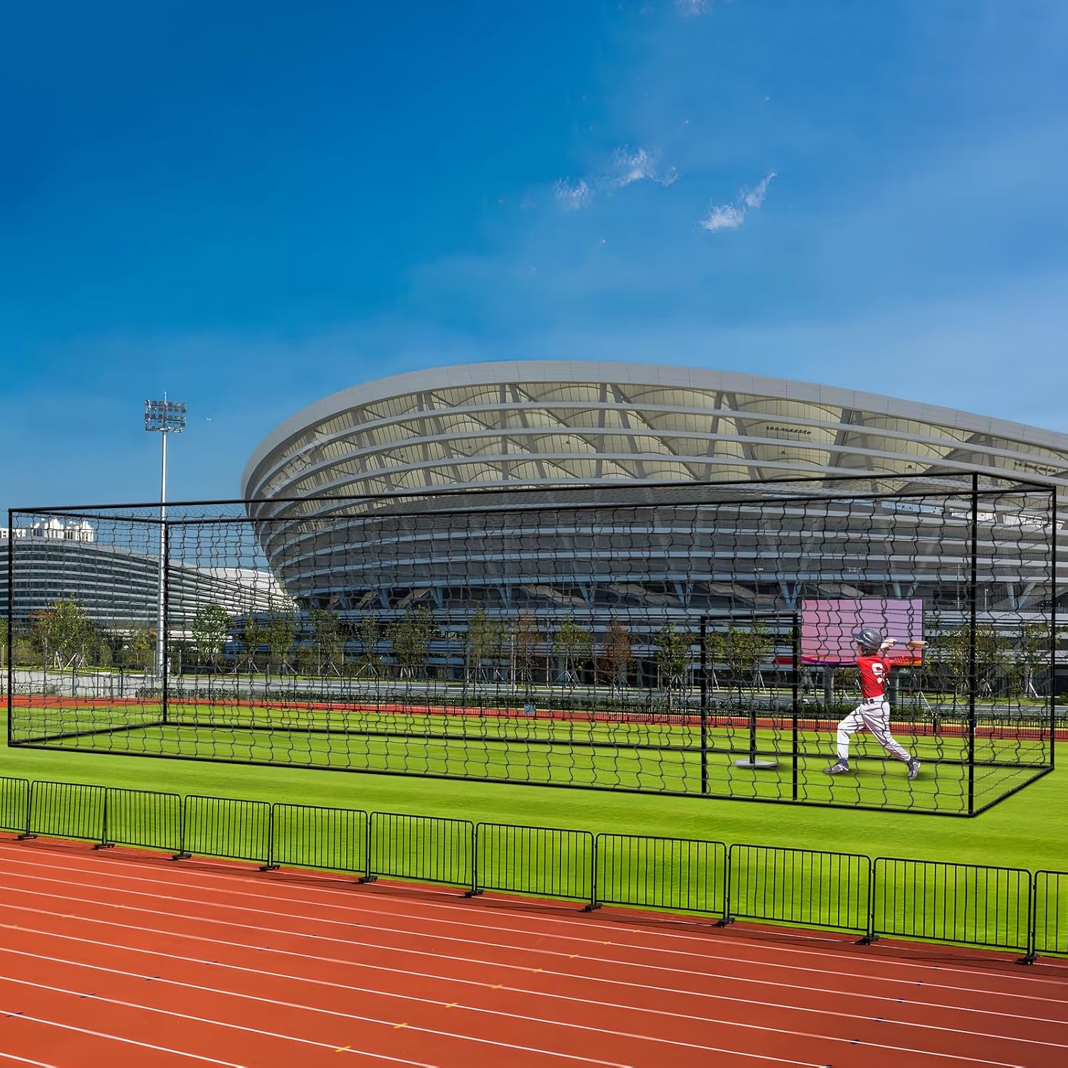 HDPE Batting Cages Net for Backyard, 55ft Baseball & Softball Batting Cage Net for Enclosed Training (Net Only), Pitching & Team Practice, Large Outdoor Pitching Net -Black