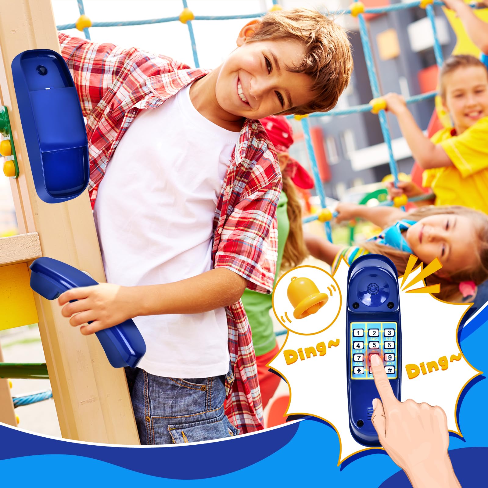 JONRRYIN Spielturm Zubehör Steuerrad Set, 8Pcs Zubehörset für Spielturm, Lenkrad, Teleskop Fernrohr, Glocke Telefon, Accessoires für Spielturm, Klettergerüst, Schaukel und Garten (Blau)
