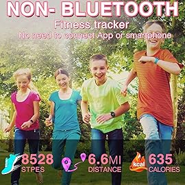 Focwony Non-Bluetooth Led Fitness Tracker Watch,Digital Pedometer Watch,with Step Counting/Distance/Calories/Stopwatch/Alarm Clock, Great Gift for Kids Teens Girls Boys Xmas (Round - Pink)