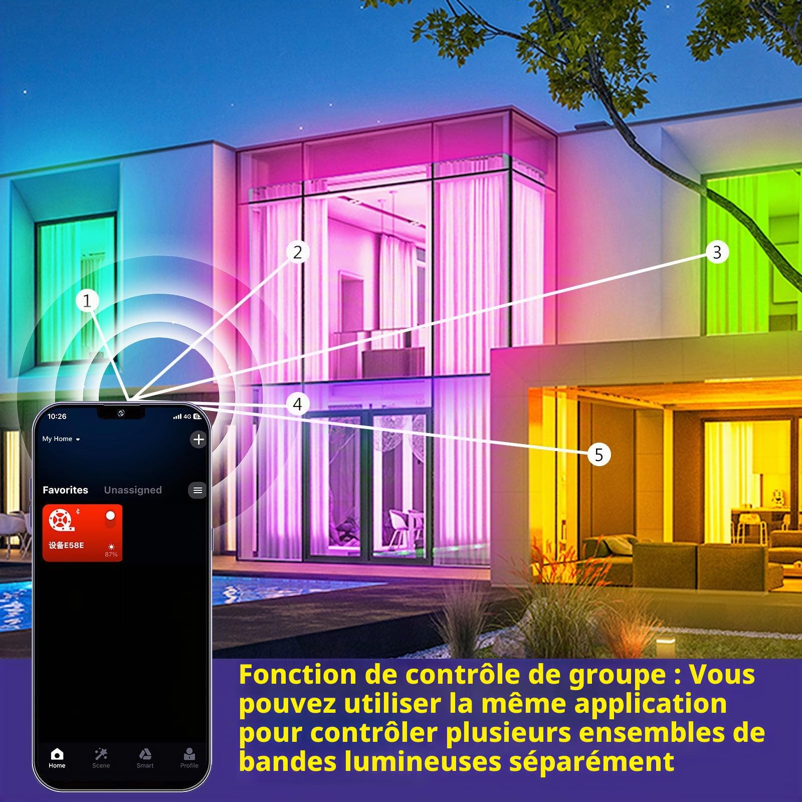 Ruban LED COB RGBW 10M WiFi, Bande Lumineuse 672 LEDs/m Haute Densité, Blanc Chaud 3000K & Multicolore, Compatible Alexa/Google Home, Sync Musique, pour Chambre, Salon, Gaming (24V)