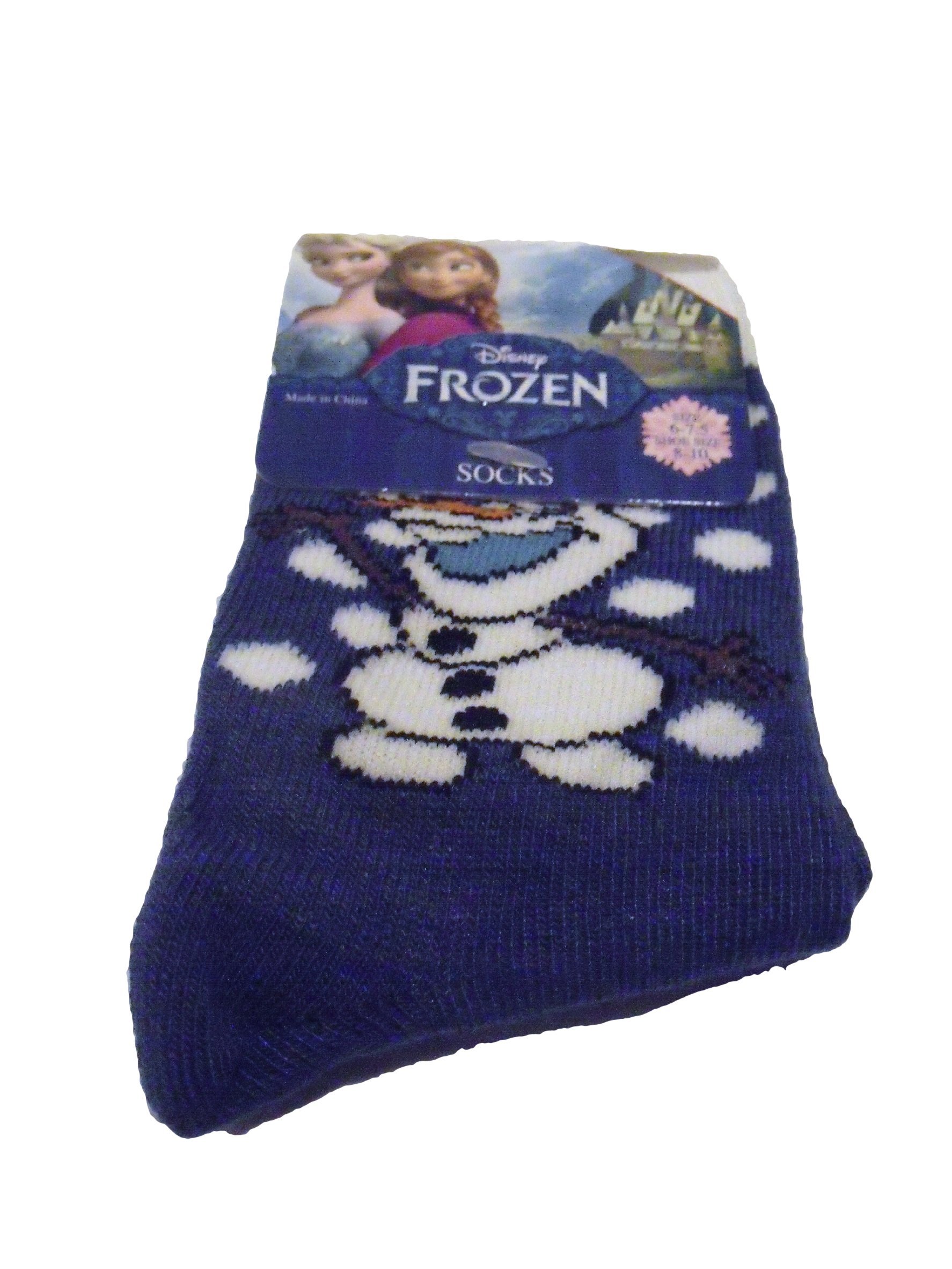 Frozen Olaf Kids Girls CREW Socks Dress Navy Blue Size 5.5-8.5 Shoe