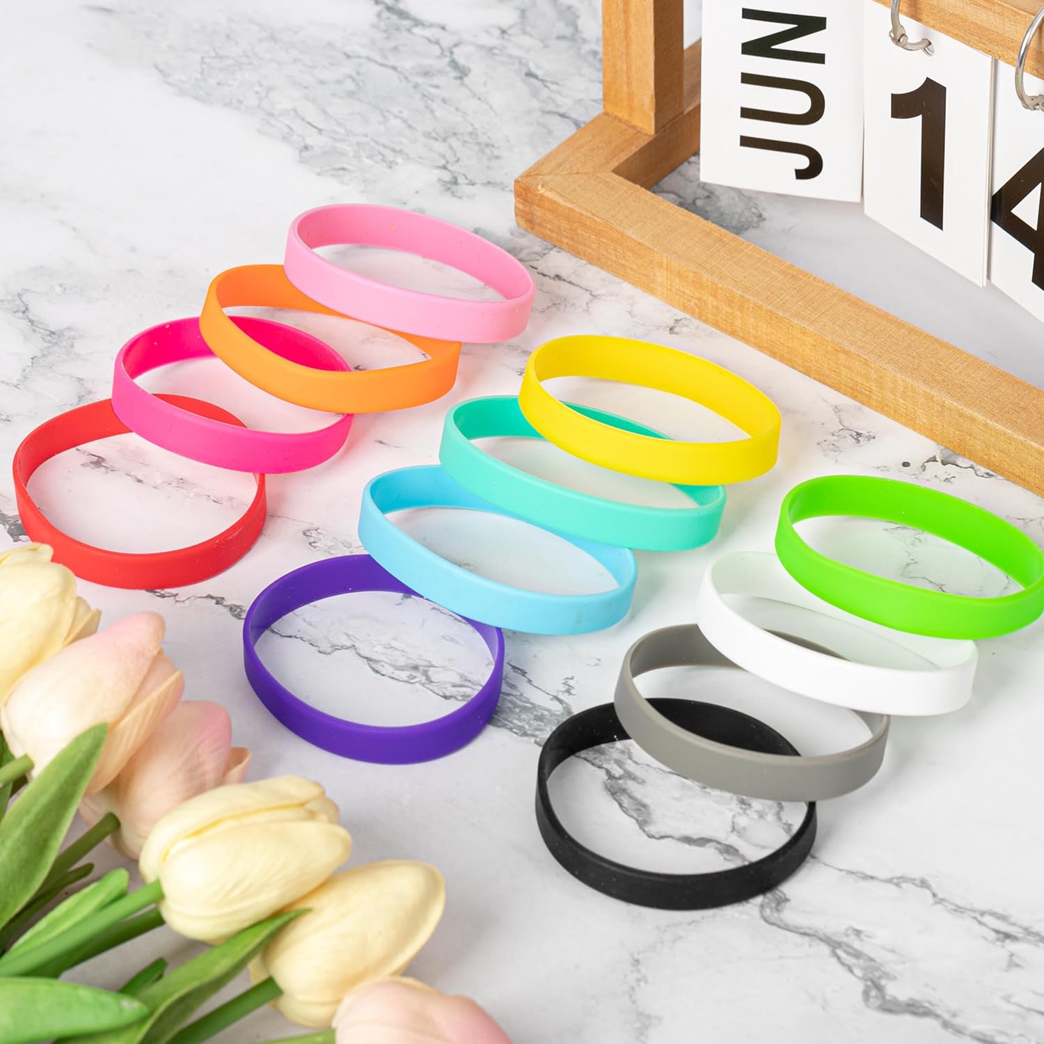 Lesnala 24Pcs Silicone bracelet 12 Colors Solid color rubber wristbands Colored Stretch wristbands for events Men Women Teen Games Teams Party Favors - Image 5