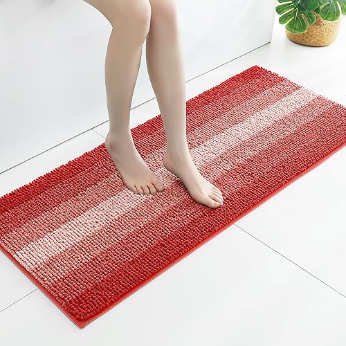 Miniatura 18 de Gibelle Juego de 2 alfombras de baño moradas, juego de alfombras de baño antideslizantes de felpilla, alfombra absorbente para ducha y baño, tapete
