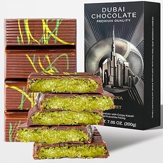 Dubai Chocolate Bar Pistachio I Viral Chocolate Bar with Pistachio Cream and Kataifi, 7.05 oz (200gr) - Amazon product rated Grade B
