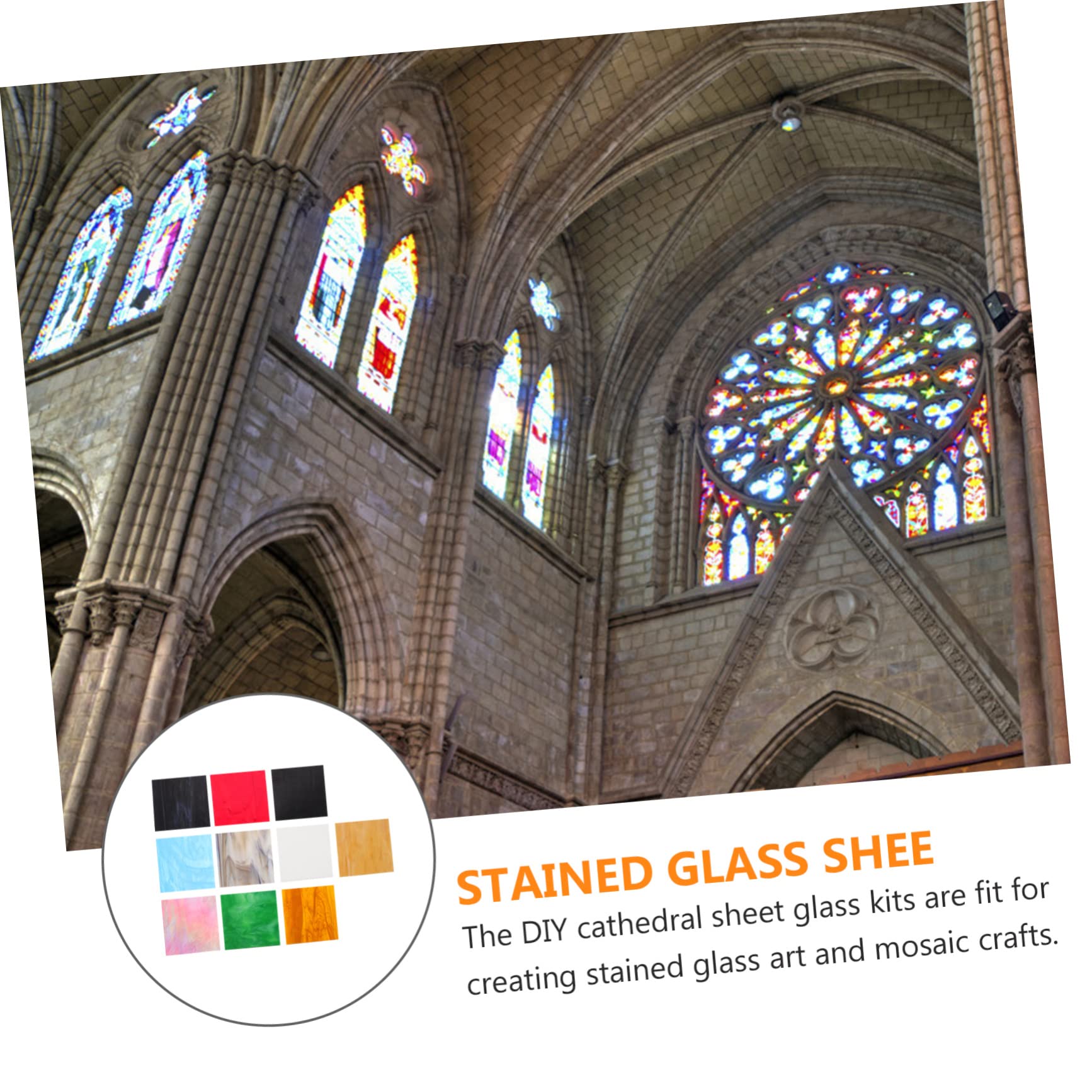 SHINEOFI 10 Uds Hojas Hoja De Mica De Vidrio Coloreado Catedral De Vidrio De Mosaico Manchado De Mosaico De Manchado De Artesanías De Hojas De Mezcla Cristalería