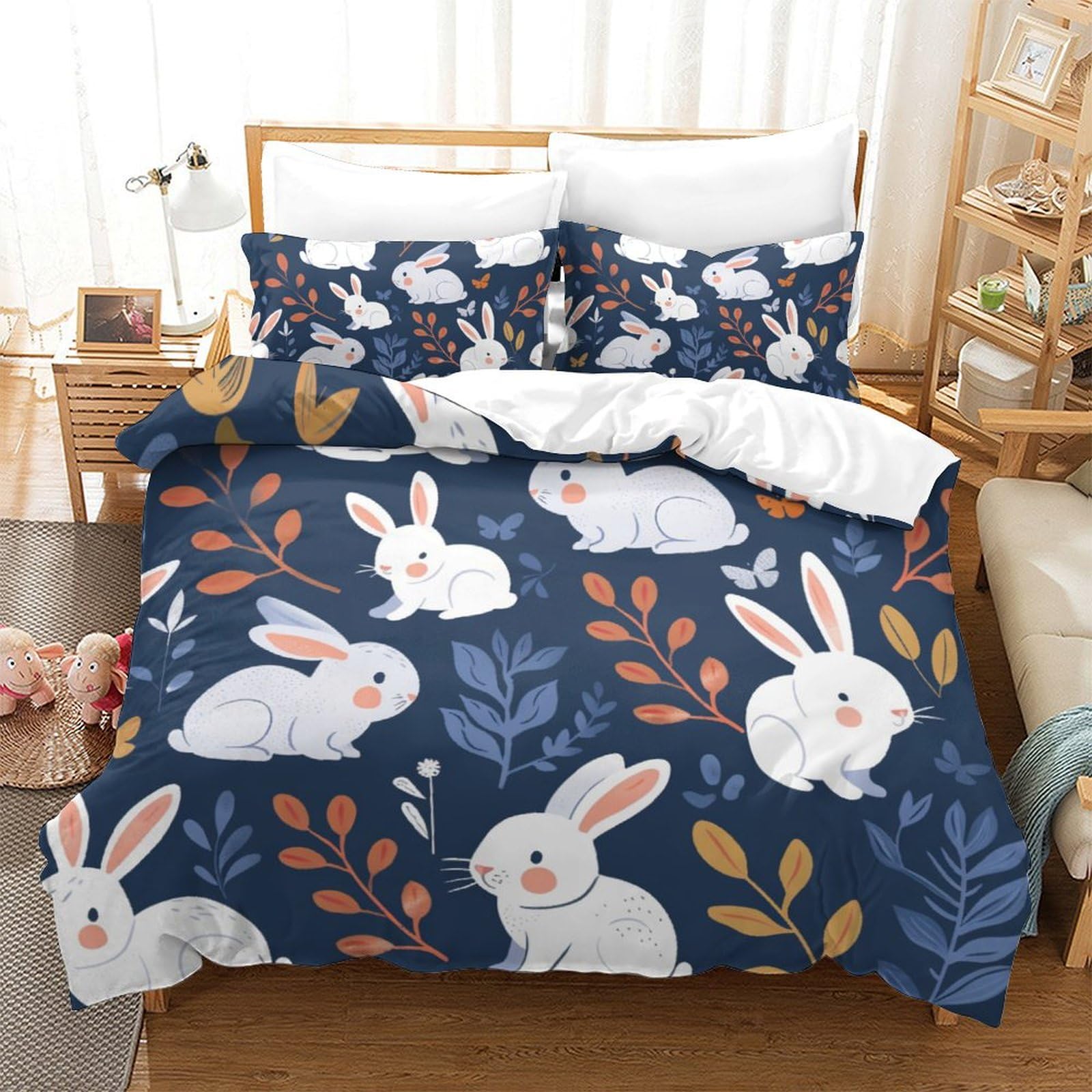 Housse de couette lapin 3D en fibres ultra-fines de qualité supérieure, parure de lit 220x240