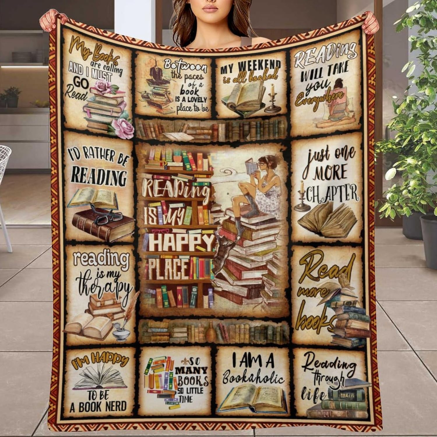 Biepiaowo Book Lovers Gifts Blanket for Women,Book Reader