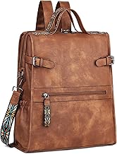 FADEON Leather Laptop Backpack for Women, Designer Ladies Work Travel Computer Backpack with Laptop