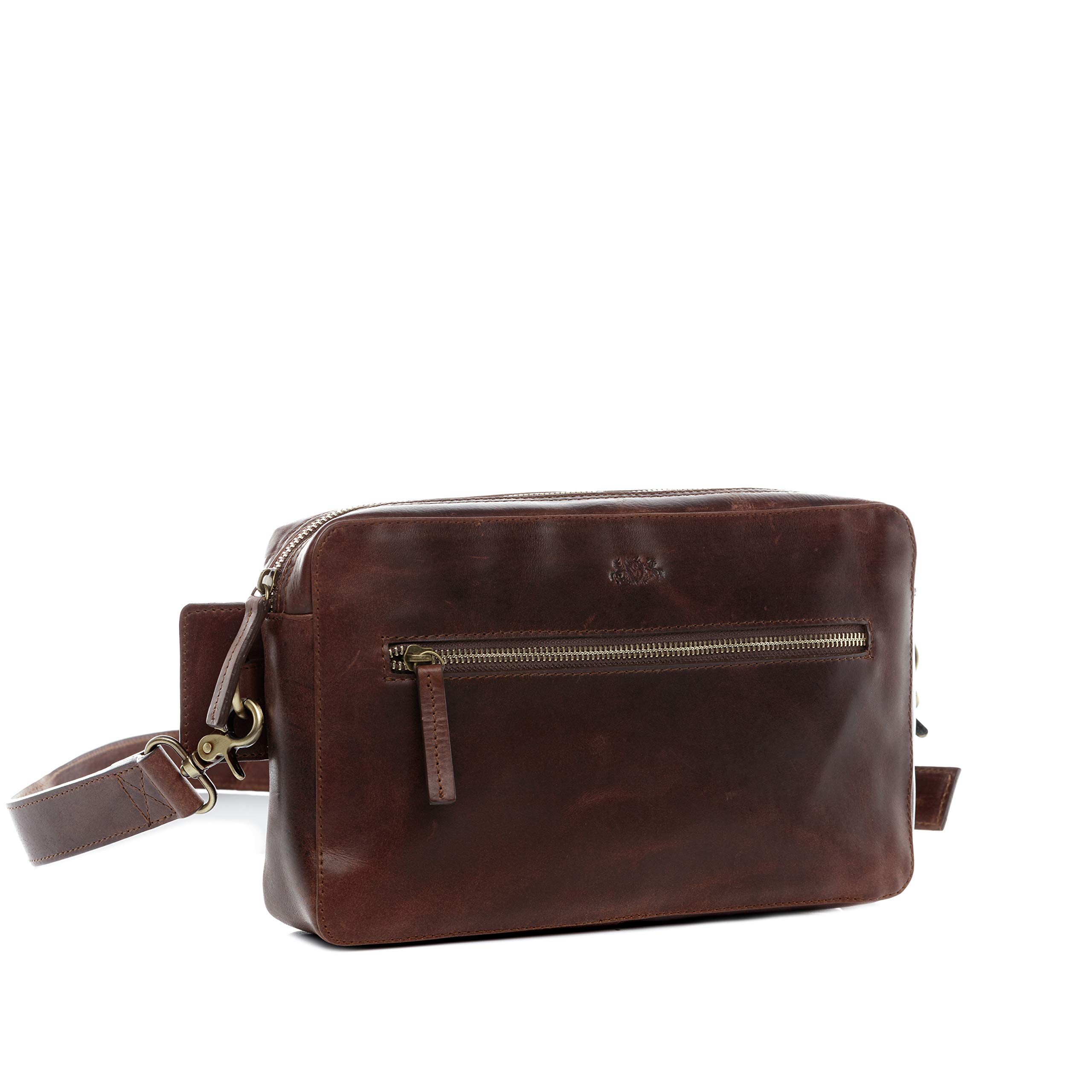 SID & VAIN große Hüfttasche echt Leder - Body Bag Oscar groß - Festival Tasche mit Schultergurt - Ledertasche Herren und Damen braun handgefertigt