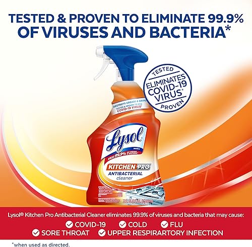 Miniatura 3 de Lysol Limpiador y desengrasante Pro Kitchen en aerosol, antibacteriano multiusos para cocinas, encimeras, hornos y electrodomésticos, aroma cítrico,