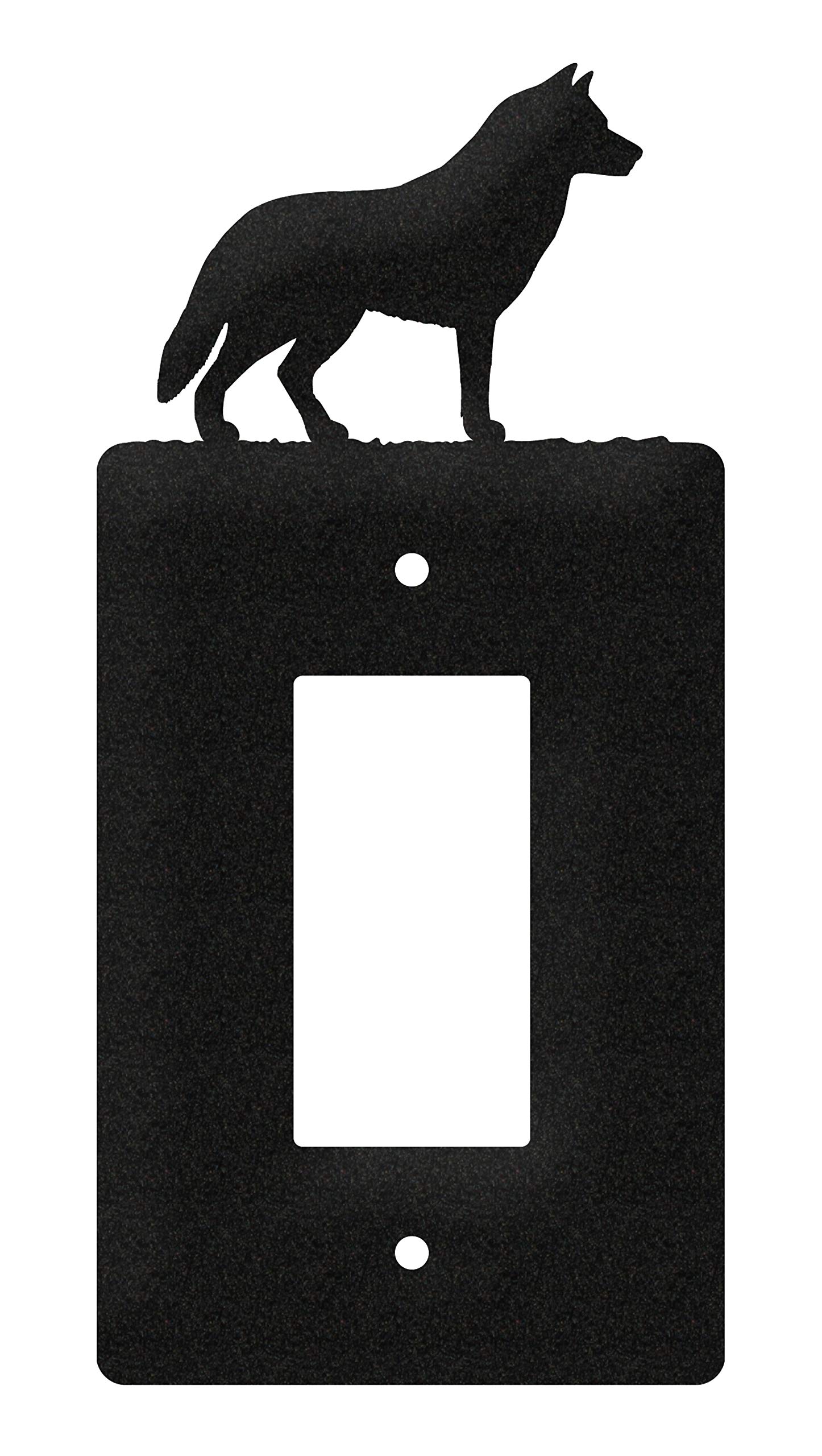 SWEN Products Siberian Husky Metal Wall Plate Cover (Single Rocker, Black)
