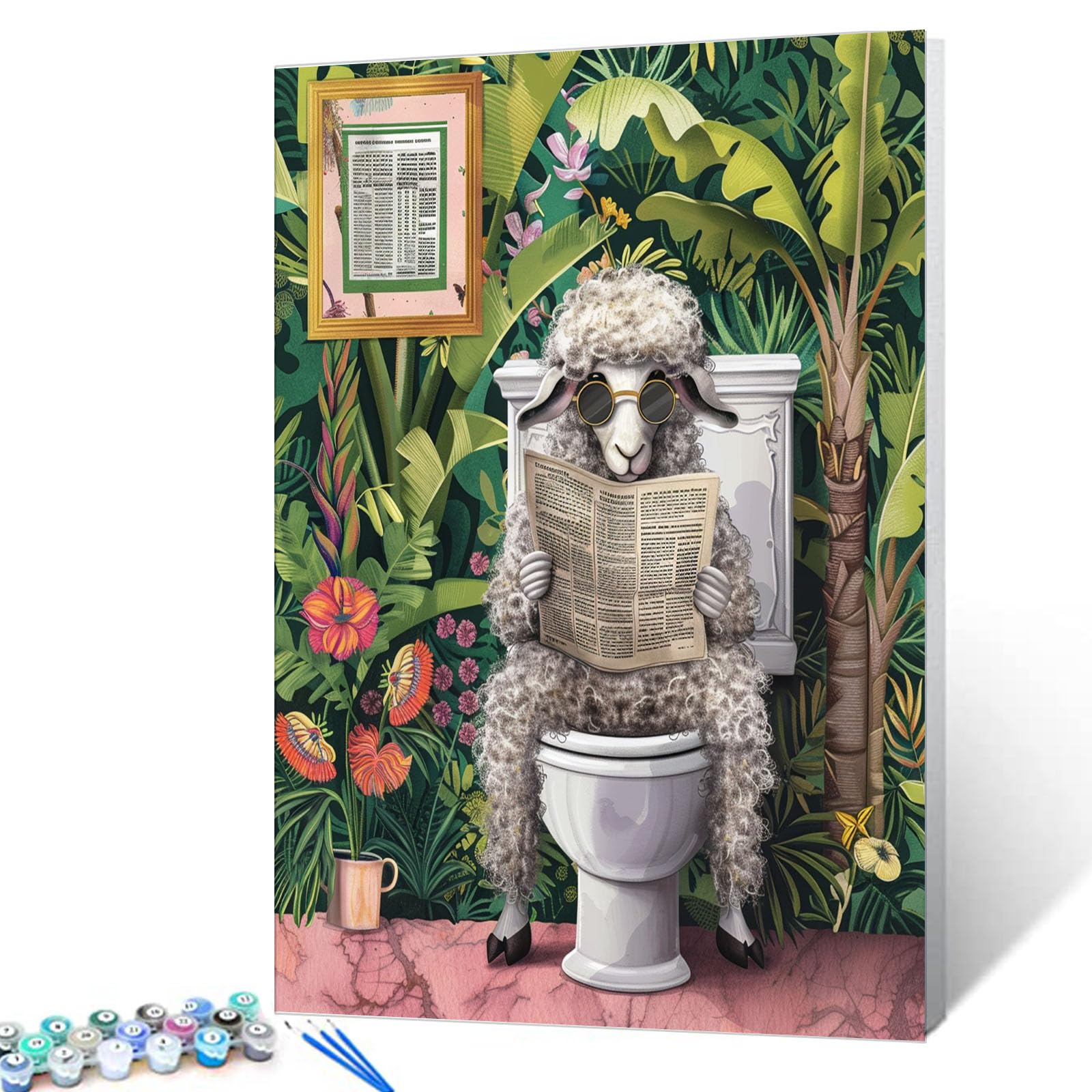Tucocoo Kit per pittura a olio digitale fai da te per adulti con pennelli e pigmenti acrilici, 40,6 x 50,8 cm, motivo: tulipani, decorazione rustica per la casa (senza cornice